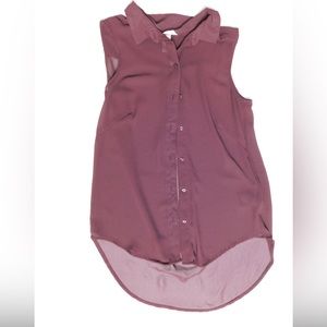 Sheer Burgundy Collared Top ( Small)
